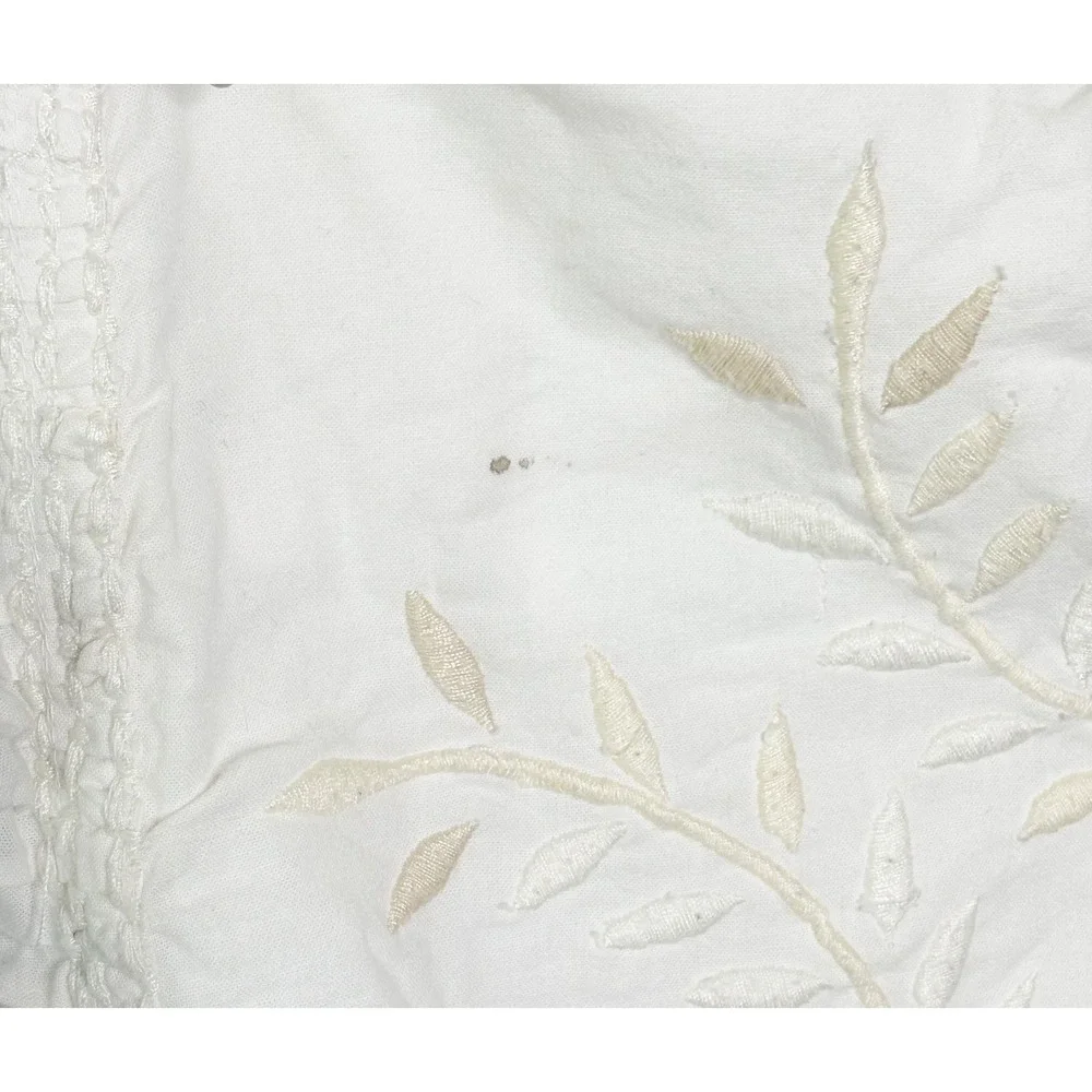 Pottery Barn Queen Duvet Set Embroidered Floral Ruffle 2 Euro Pillow Shams